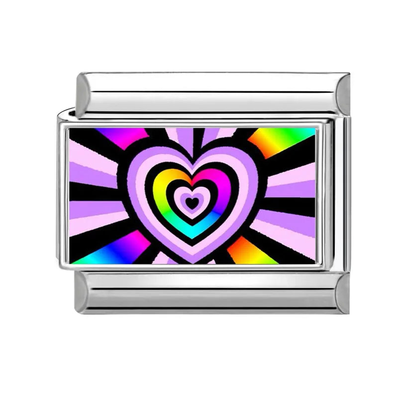 2026 Original Y2K Colorful Loving Heart Grid Flower Italian Charm Links Fit 9mm Stainless Steel Bracelet Women DIY Making Gift Qme Style 10