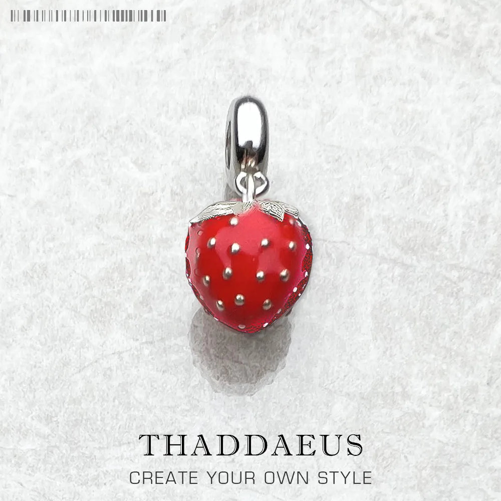 Strawberry Pendant Charm Women Girls Spring Fashion Silver 925 Sterling Jewelry Accessories Party Sweet Gift Qme Ring