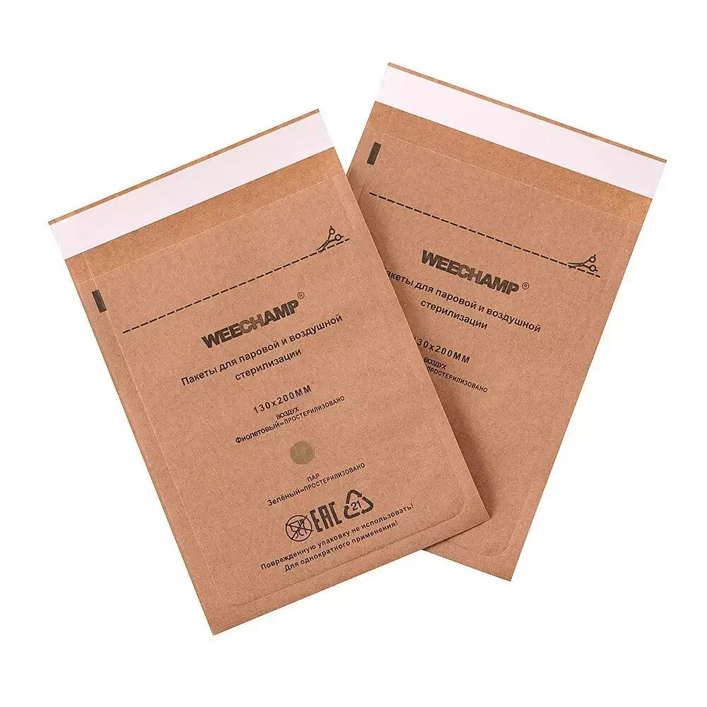 50PCS Self-Sealing Cleaning Pouches, Dry Heat Autoclave Kraft Paper Bags for Tattoo Dentist Tools and Nail Art Supplies Qme