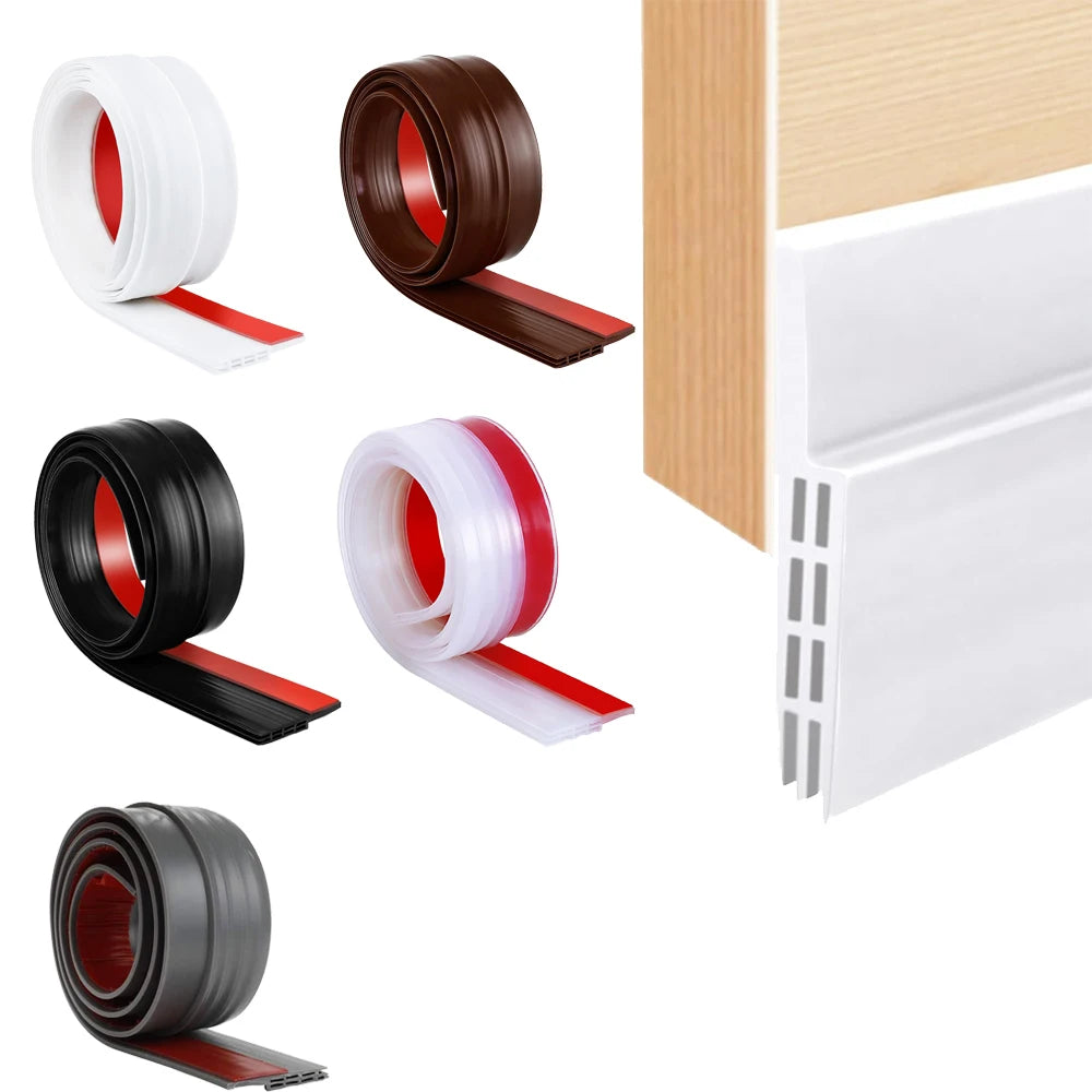 1m Porous Windproof Sealing Strip Adjustable Soundproof Anti-Cold Gap Door Bottom Weather Strip Flexible Self Adhesive Strip Qme