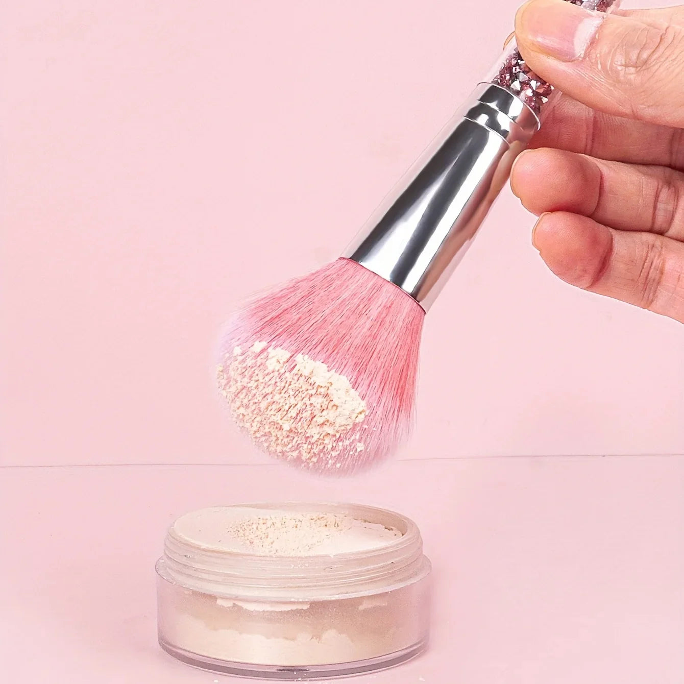 5pcs Makeup Brush Set With Fashionable Glitter Rhinestone Handle, Powder Brush Blush Brush Eyeshadow Brush, Qme