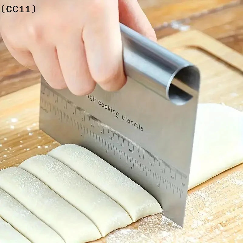 Stainless Steel Dough Pastry Scraper Pizza Cutter Chopper Measuring Qme