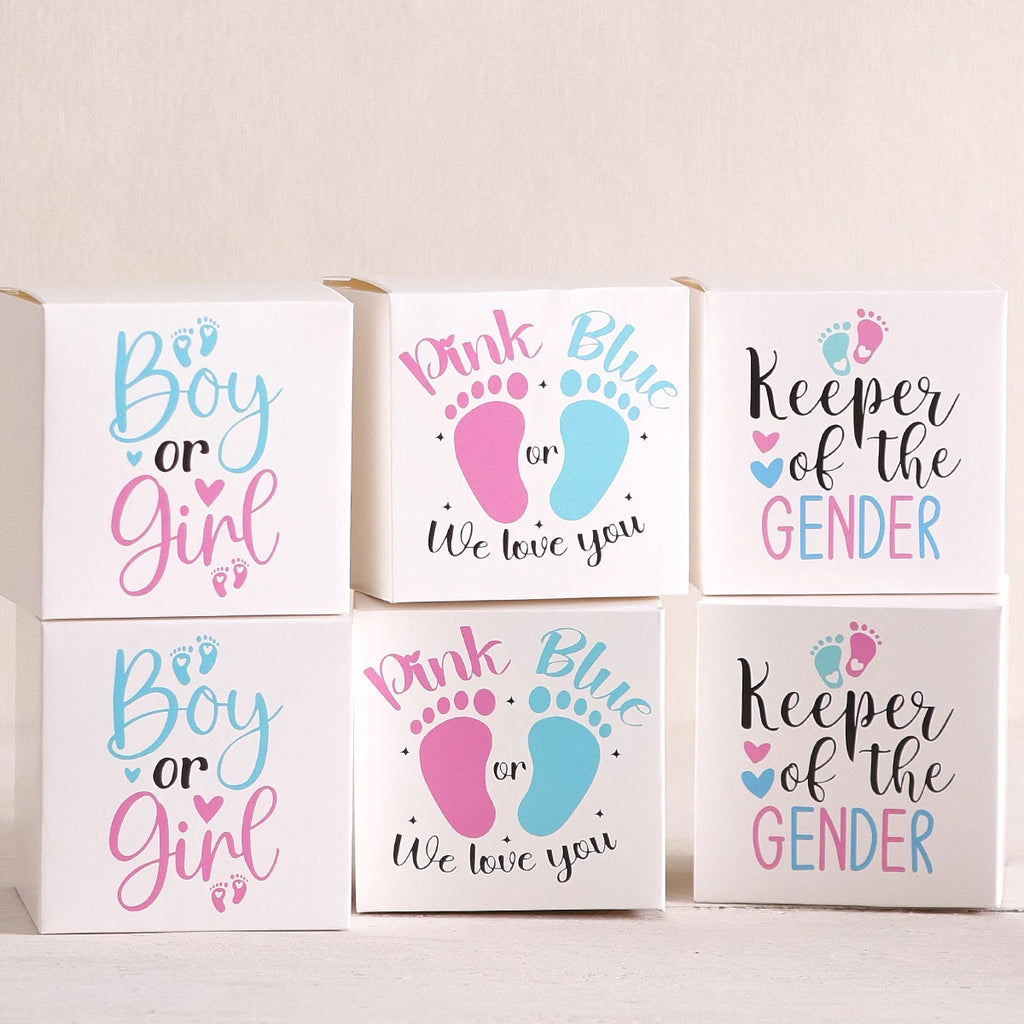 5 Pack, Gender Reveal Party Decorations Blue Feet g Irl Candy Boxes, B Oy or g Irl Gender Reveal Party Favor Boxes, Small Busine Qme