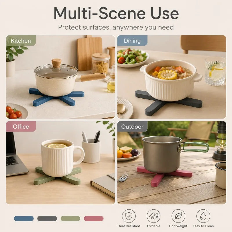 Insulation Pad X-shaped Folding Non-slip Pot Mat Table Placemat Dish Qme