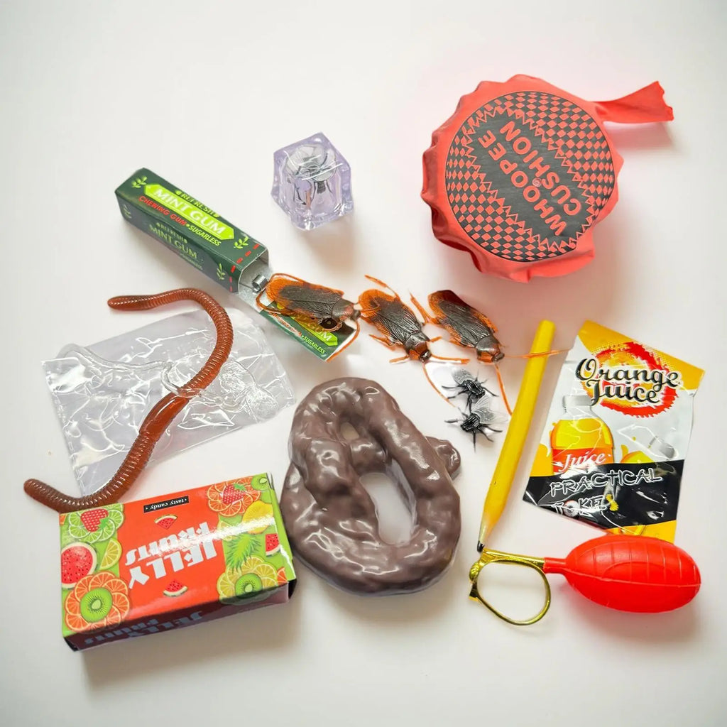 Joke Toy Kit April Fools Kids Prank Gadgets Box Realistic Cool Funny Stuff Parties Favors Festival Fun Surprises for Daily Life Qme