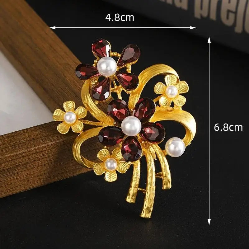 Retro Rhinestone Flower Brooches For Women Unisex 2-color Alloy Plants Party Casual Brooch Pins Gifts Qme Purple