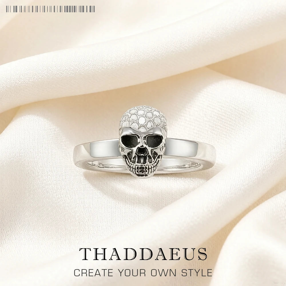Skull White Pave Ring,Europe Style Glam Fashion Good Jewerly For Women Gift In 925 Sterling Silver,Super Deals Qme Rhodium Plated resizable