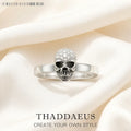 Skull White Pave Ring,Europe Style Glam Fashion Good Jewerly For Women Gift In 925 Sterling Silver,Super Deals Qme Rhodium Plated resizable