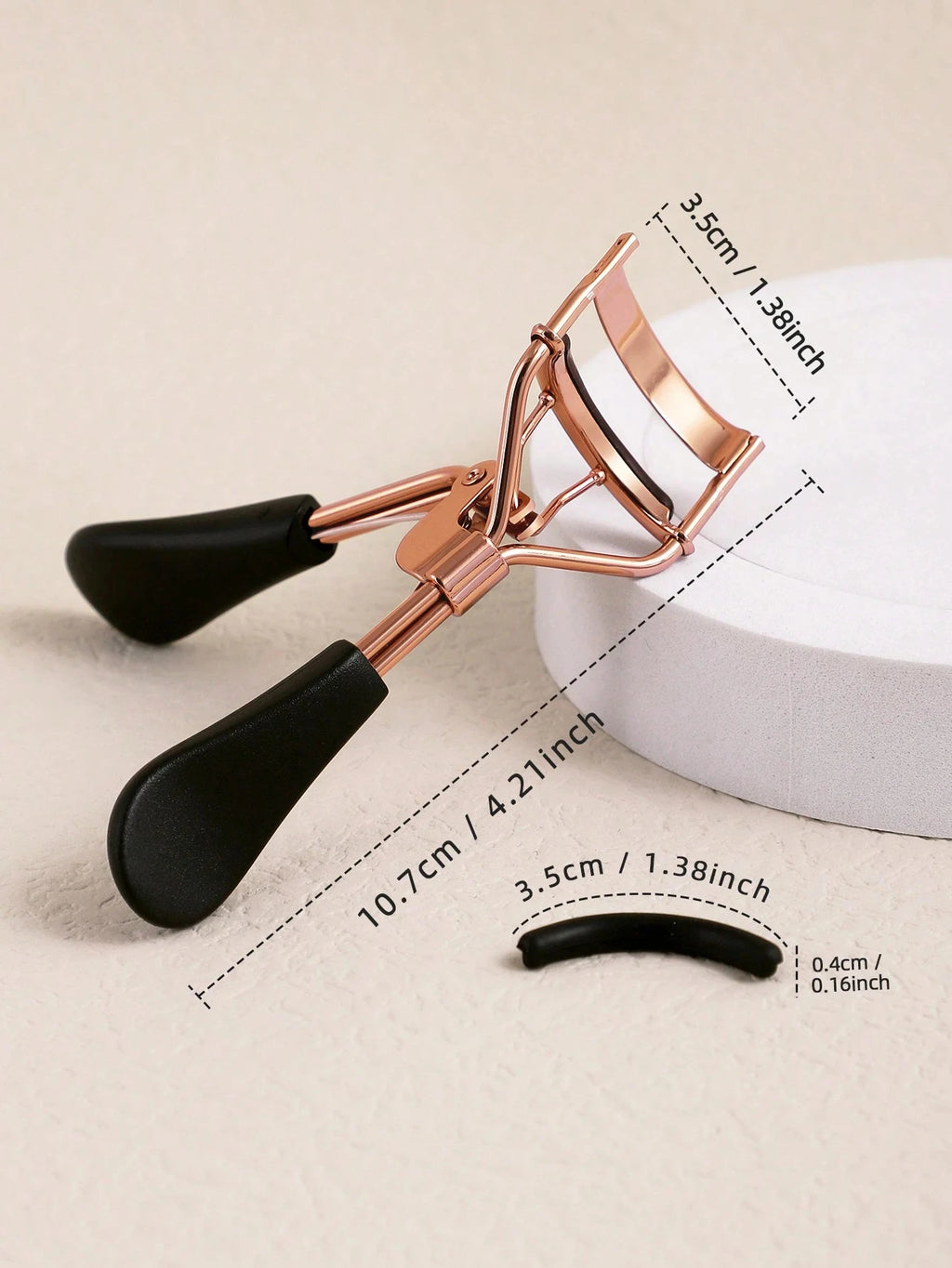 Eyelash Curler 15 Silicone Pads Portable Stainless Steel Gold Curling Qme