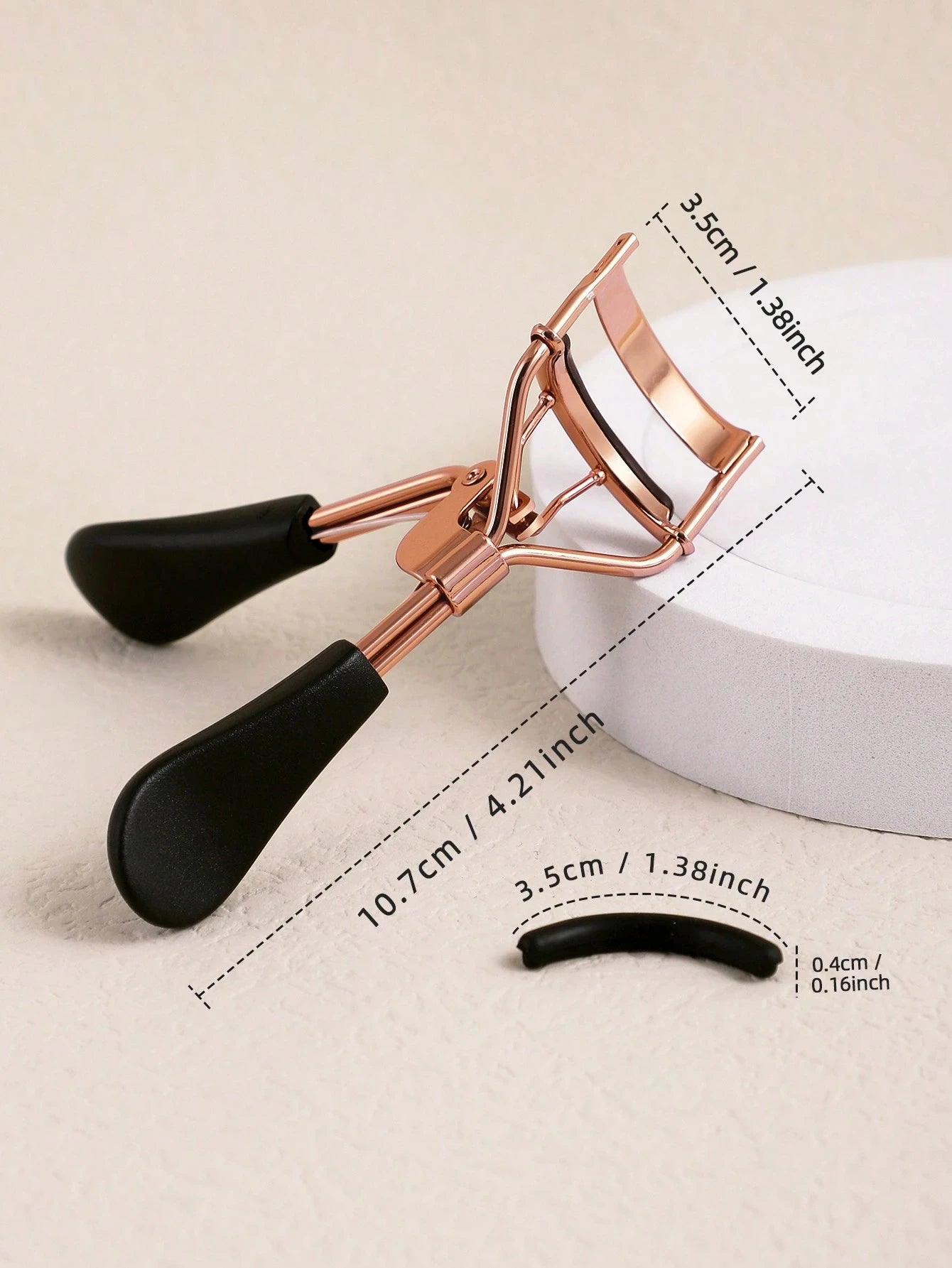 Eyelash Curler 15 Silicone Pads Portable Stainless Steel Gold Curling Qme