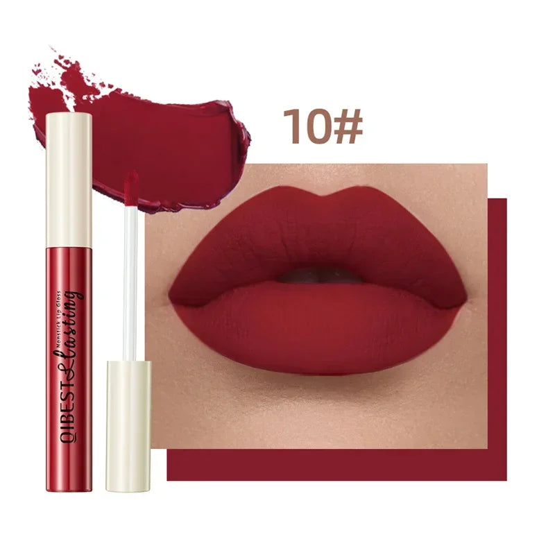 QIBEST 24 Colors Matte Liquid Lipstick Waterproof Long Lasting Velvet Red Lip Gloss Tint Makeup Cosmetic Lipsticks Lipglosses Qme 10