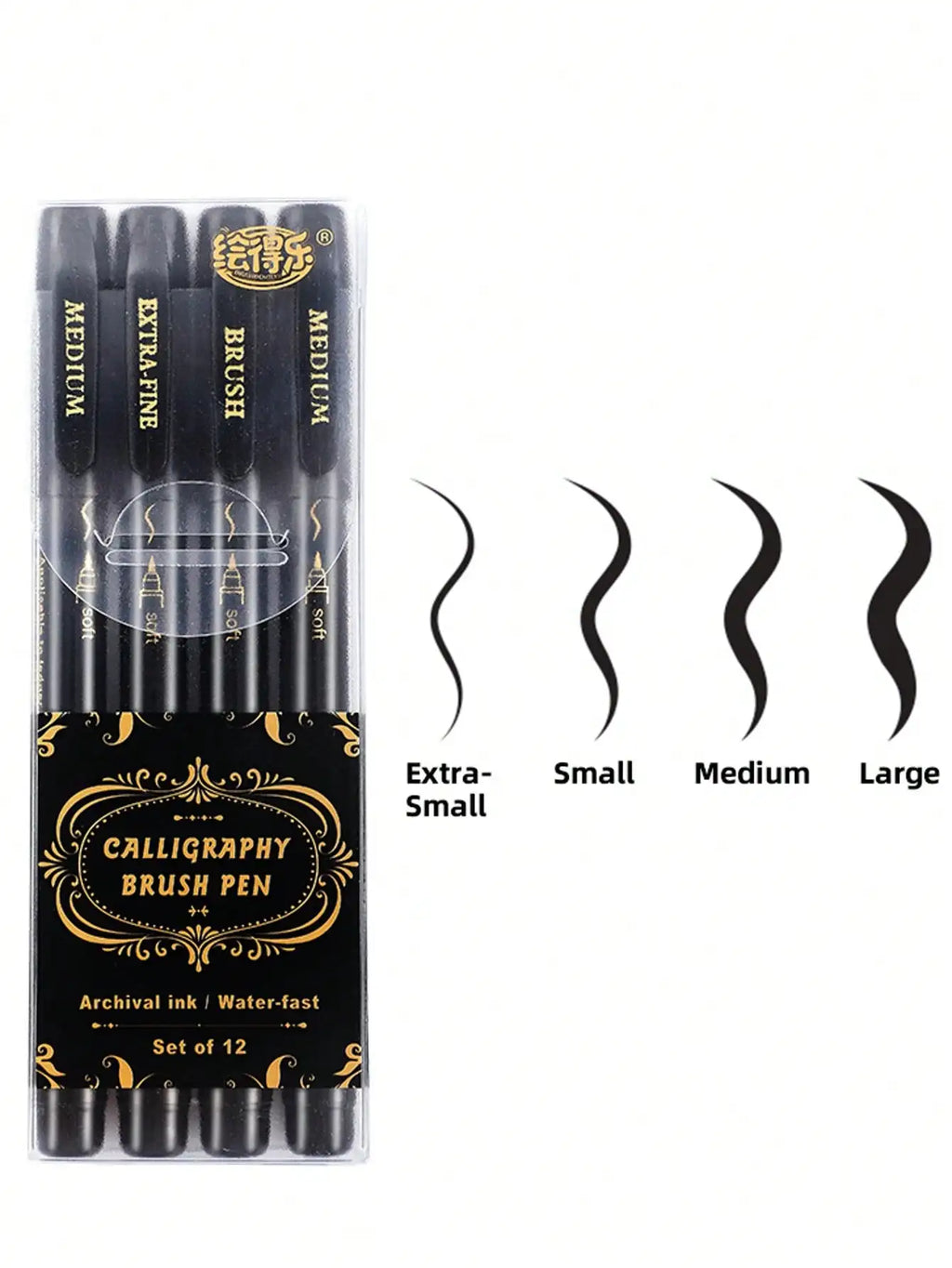 Black Calligraphy Art Marker Brush Pens, Brush Tips, Art Marker Craft Supplies Art Writing Office School Student Supplies Qme 4 Pcs Set