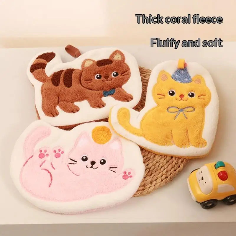 Soft Quick Drying Kitchen Bathroom Household Cartoon Cats Dog Hand Qme