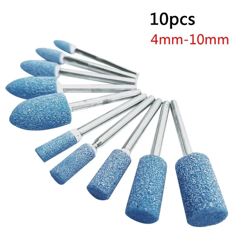 10pcs Polishing Head Wheel Head Abrasive Mounted For Dremel Rotary Power Tools Electric Grinding Stone Wheel Accessories Qme