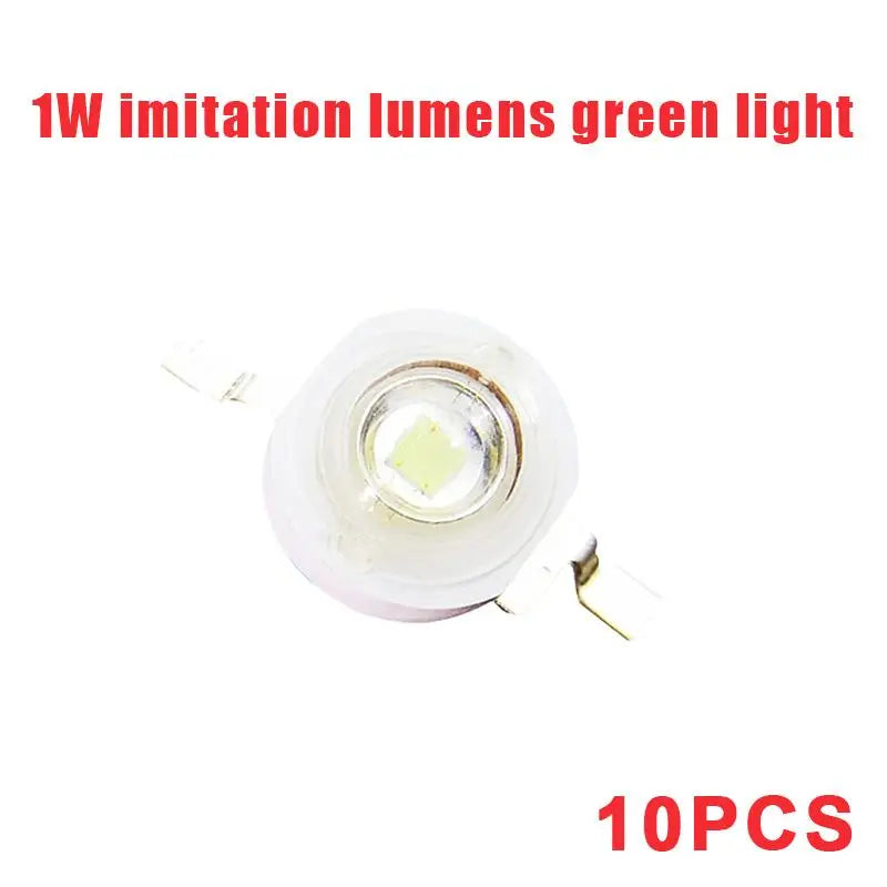 10Pcs High Power 0.5/1/1.5/3W Imitation Lumen LED Lamp Beads With High Brightness For DIY Lighting Flashlight Repairs Qme 1W Green