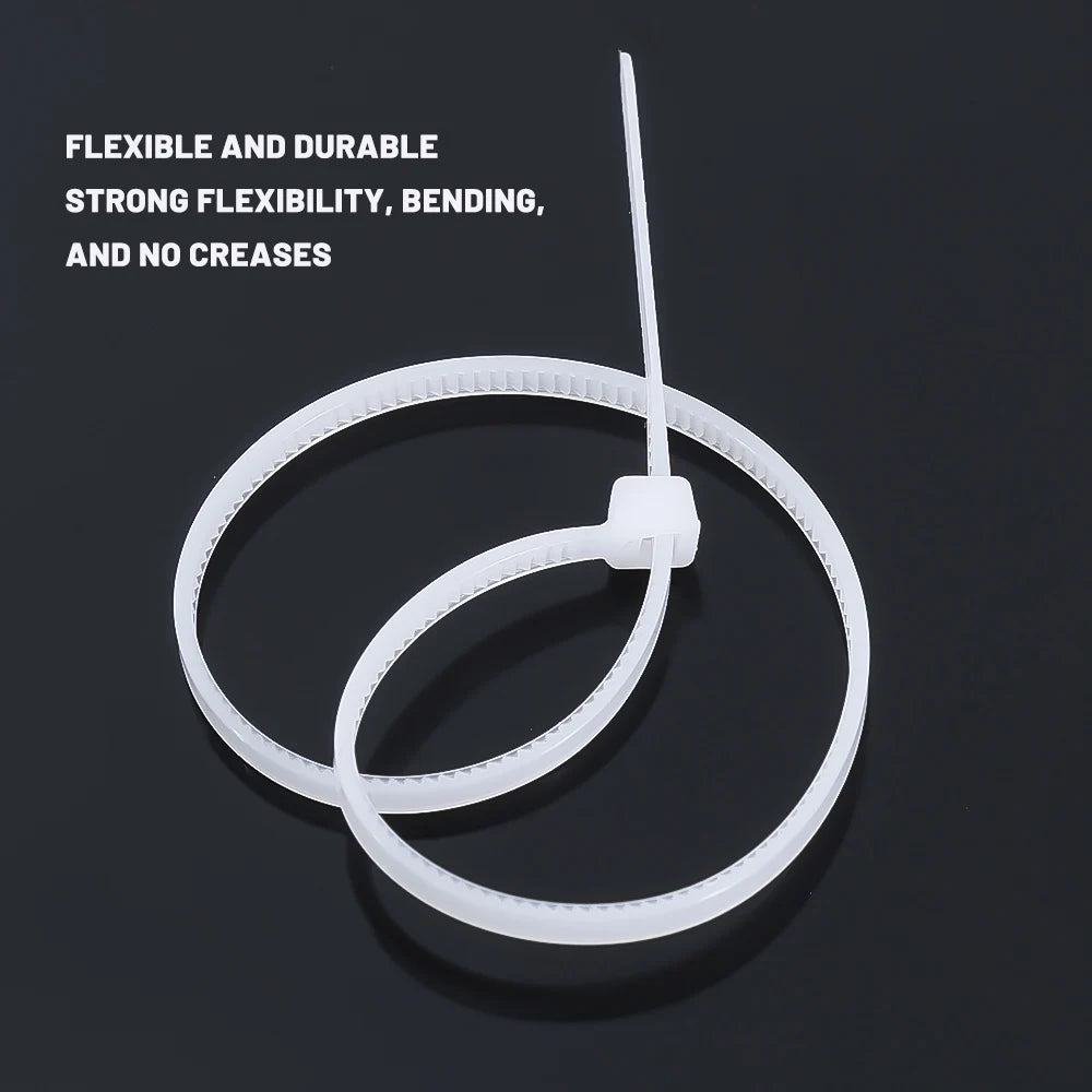 200/100Pcs Nylon Cable Ties Adjustable Self-locking Cord Ties Straps Fastening Loop Reusable Plastic Wire Ties For Home Office Qme
