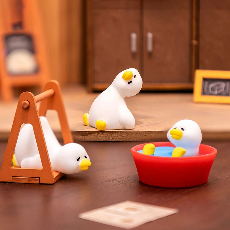 Cute White Duck Animal Micro Landscape Ornaments Home Desk Decoration Qme
