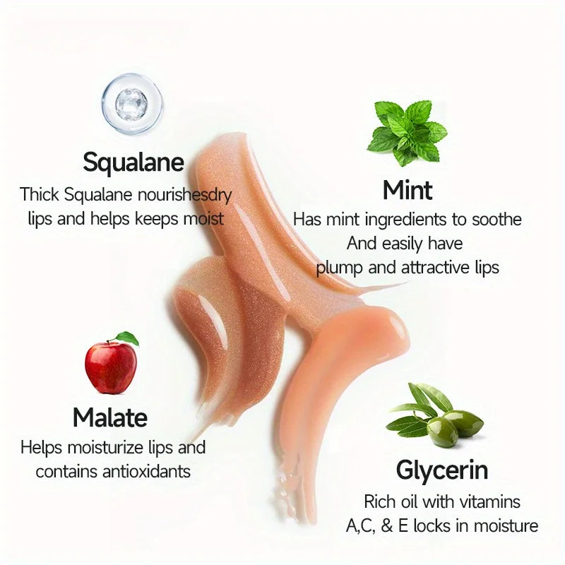 Shimmer Lip Oil Tinted For Fuller Lip Effect, Collagen Lip Gloss, Moisturizing Lip Care Extreme Volume Lip Essence Lips Enhancer Qme