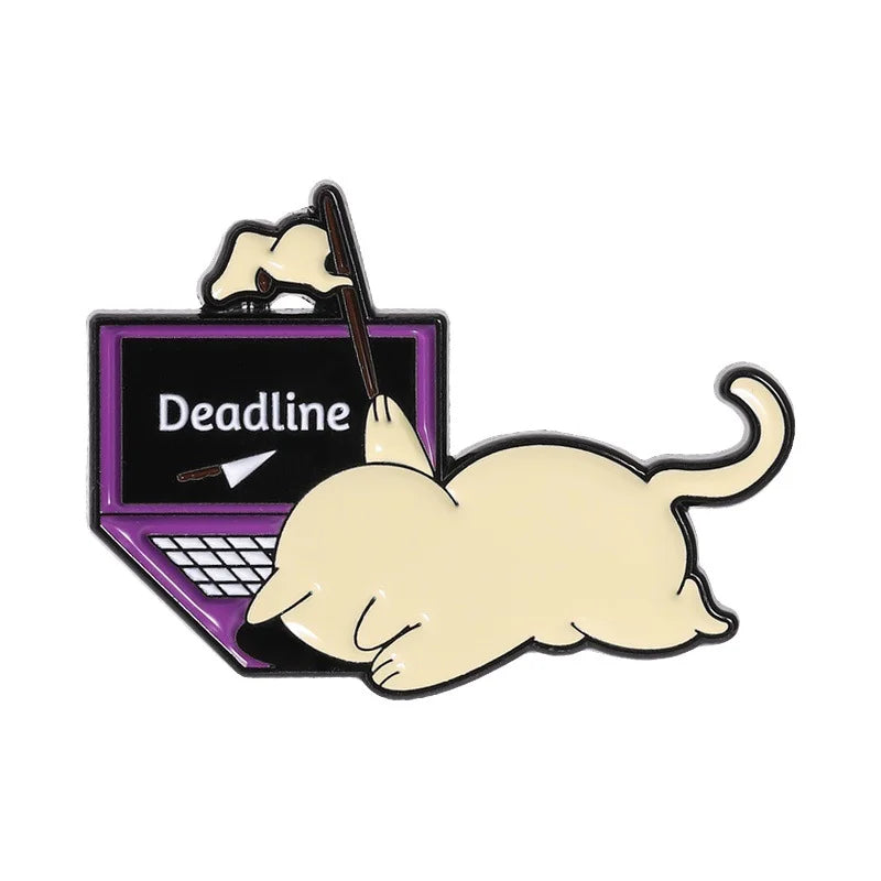 Cute Cartoon Cat With Laptop Enamel Pin Lovely Pet Computer Theme Metal Brooch For Clothes Decor Collection Holiday Small Gifts Qme style1