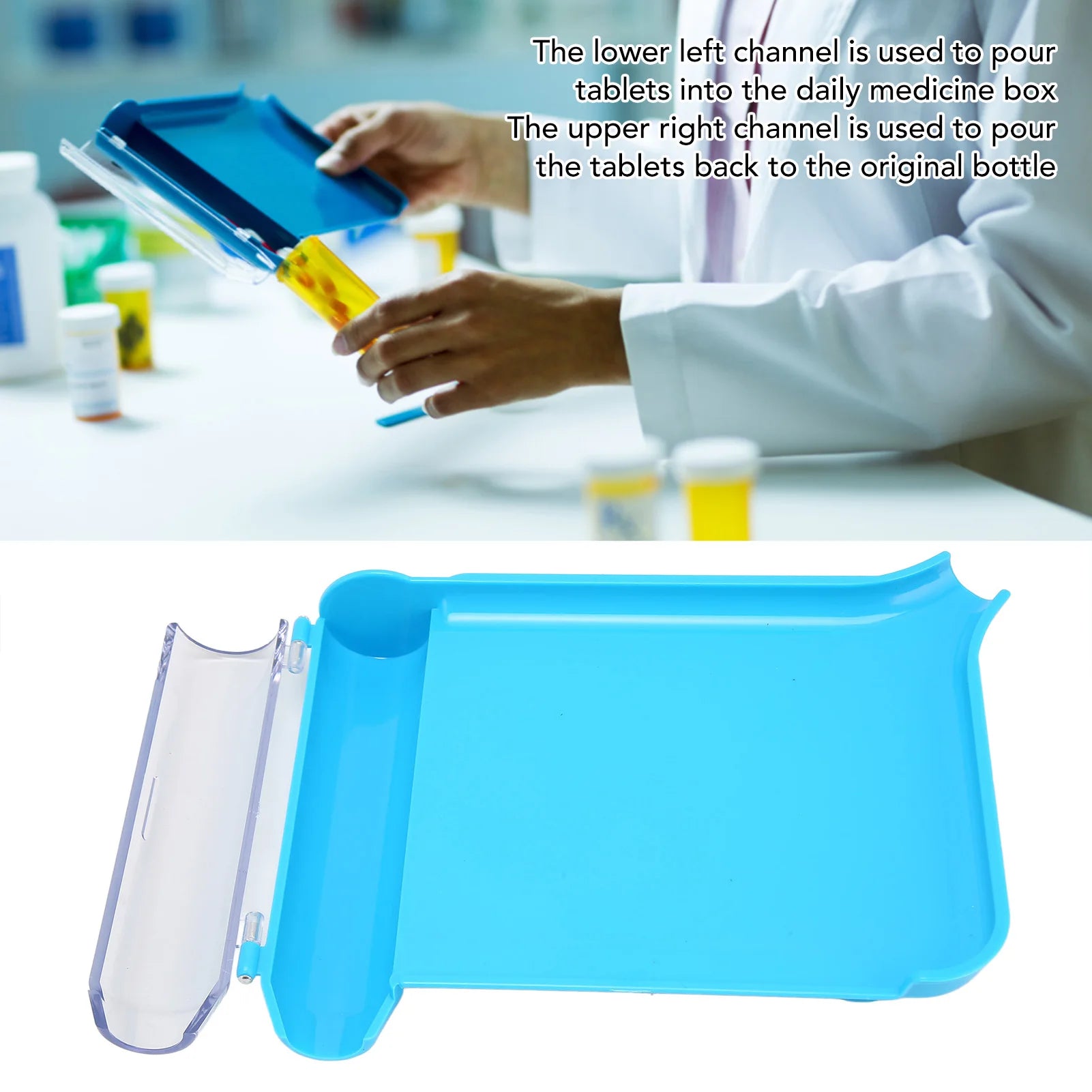 Hand Pharmacy Counter with Small Spatula Plastic Tablets Dispensing Tray for Household Hospital Use Tablet Dispensing Tray Qme