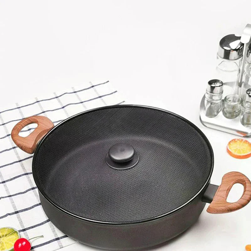 Black Splatter Screen Anti Grease Frying Pan Oil Splash Guard Lid Fine Mesh Splash Guard Cover Lid Kitchen Tools Qme