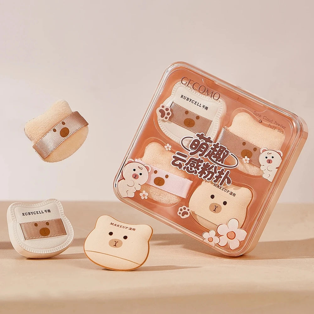 5/8PCS Cute Bear Powder Puff Set Soft Plush Wet and Dry Dual Use Sponge Mini Fingertip Puff Suitable for Makeup Qme