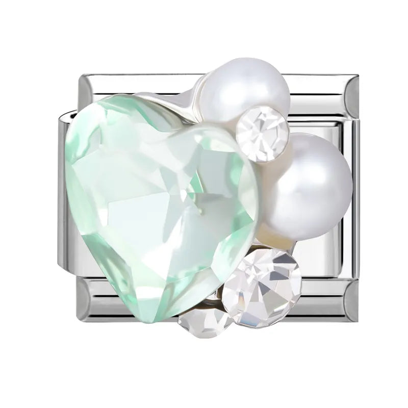 Green Blue Pink Zircon Stars Colored Cherry Italian Charm Links Fit