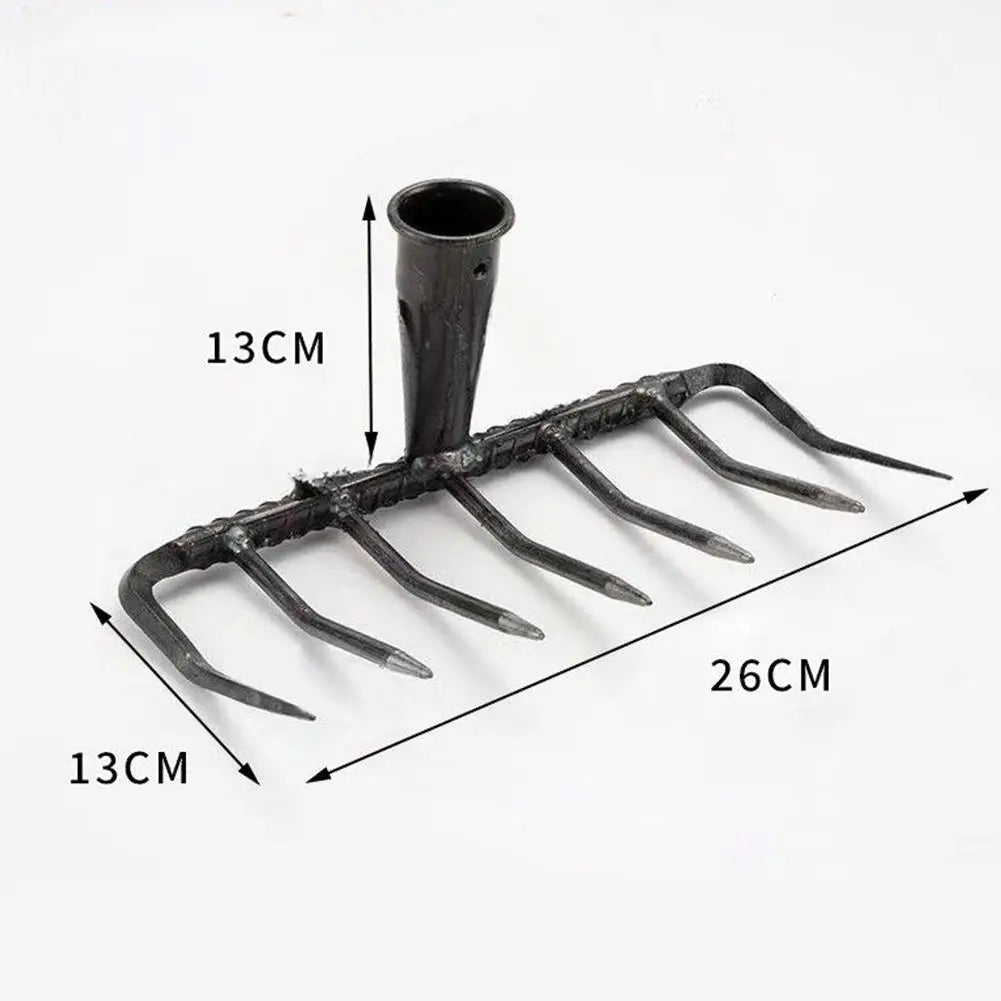 7-Tine Hardened Steel Rake Head Heavy-duty Construction Efficient Qme