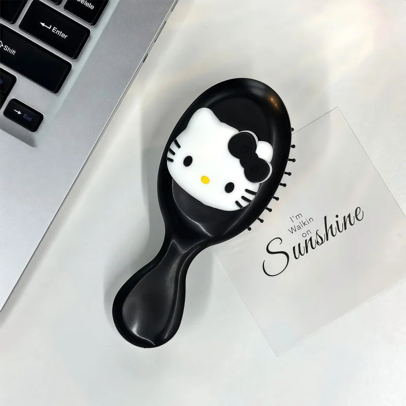 Cute Hello Kitty Black Air-cushion Comb 2-in-1 Mini Mirror Qme