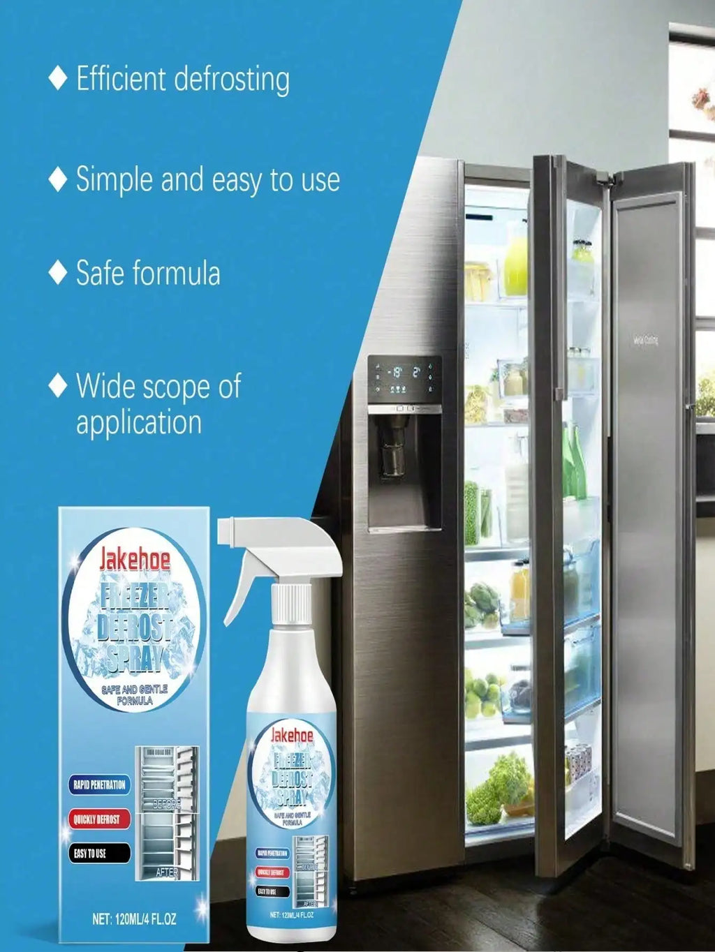 Jakehoe Refrigerator Defrosting Spray Deodorizing Cleaner Can Be Qme