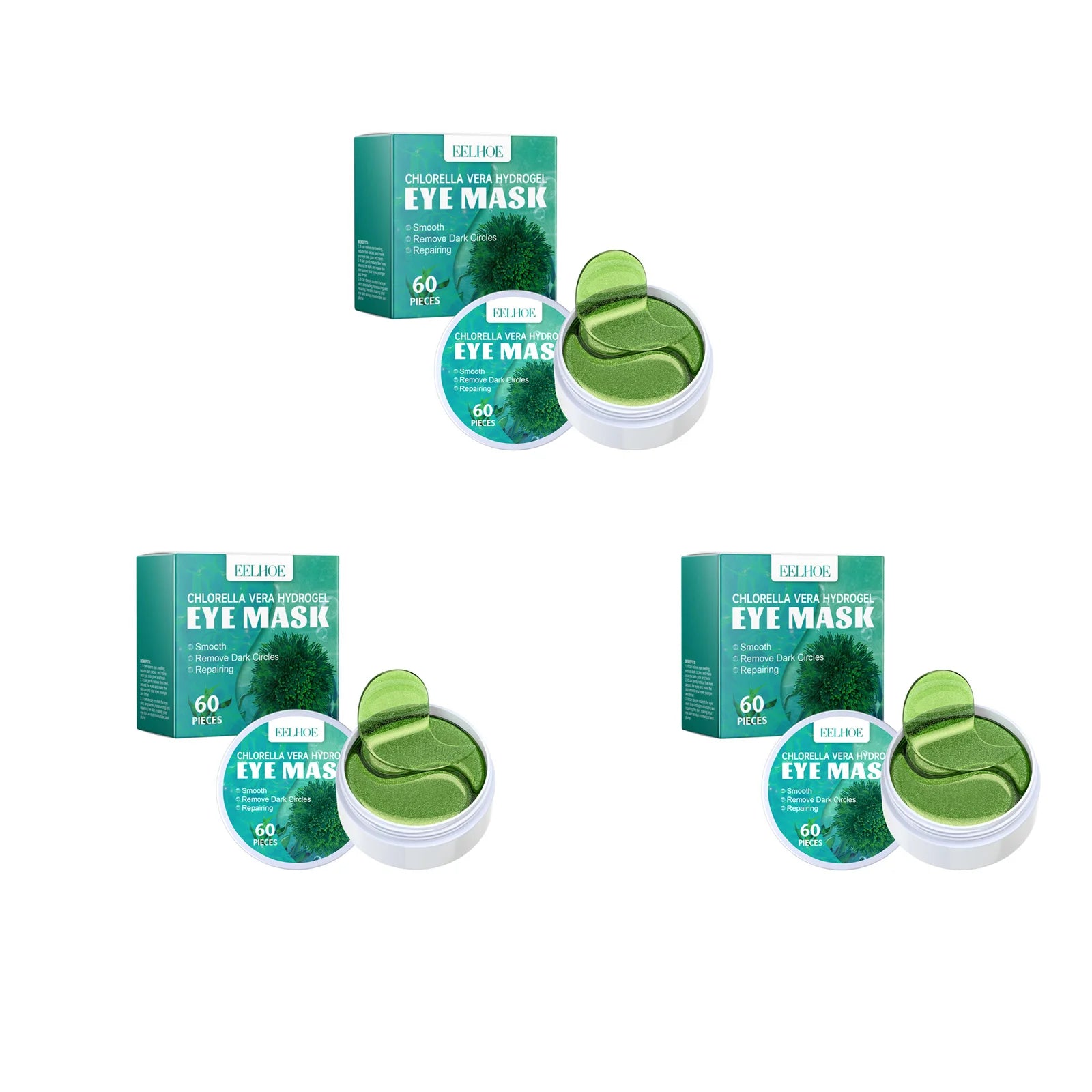Seaweed Eye Mask Fade Dark Circles Eyes Bags Removal Firming Anti Puffiness Relieve Eye Fatigue Moisturizing Under Eye Patches Qme 3 x 60Pcs Boxed