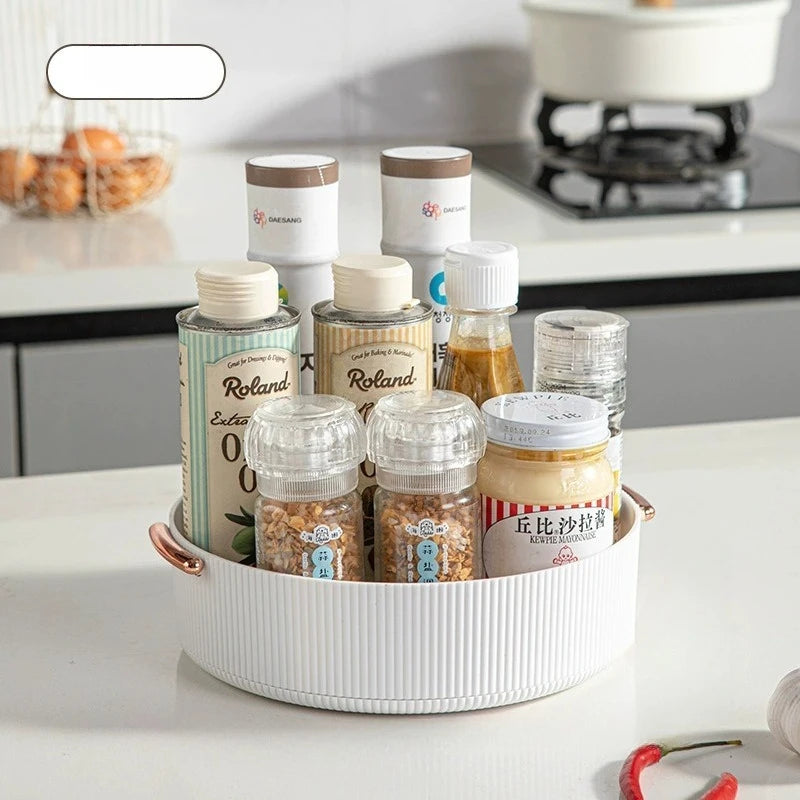 Luxury Plastic Rotating Organizer Cosmetic Storage Box Fruit Tray Qme New White