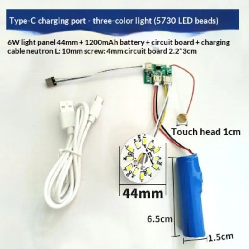 1 Set LED Light Panel Dimming Controller Remote Control 5V Light Source Three Color Change With ON/OFF Touch Switch Charge Typec Qme 6W tricolor light