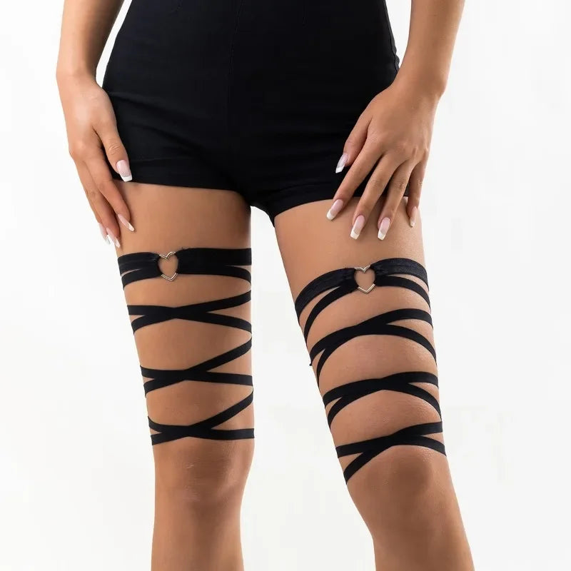 Women Garters Harajuku Gothic Black Harness Elastic Strap Leg Thigh Qme
