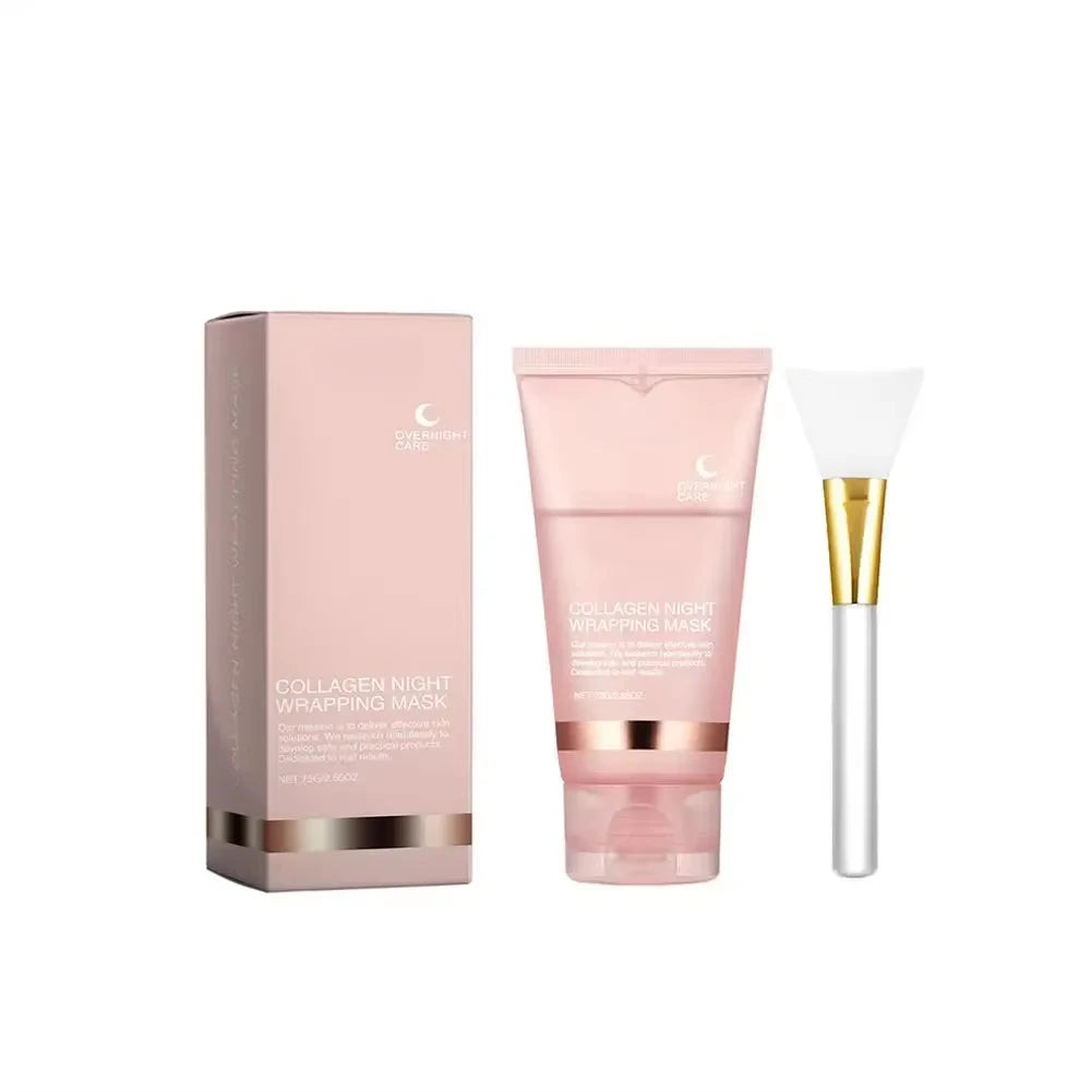 Hydrolyzed Collagen Overnight Facial Mask Wrapping Peel-Off Mask Hydrating Firming Mask for Elasticity Reduces Sagging Dullness Qme