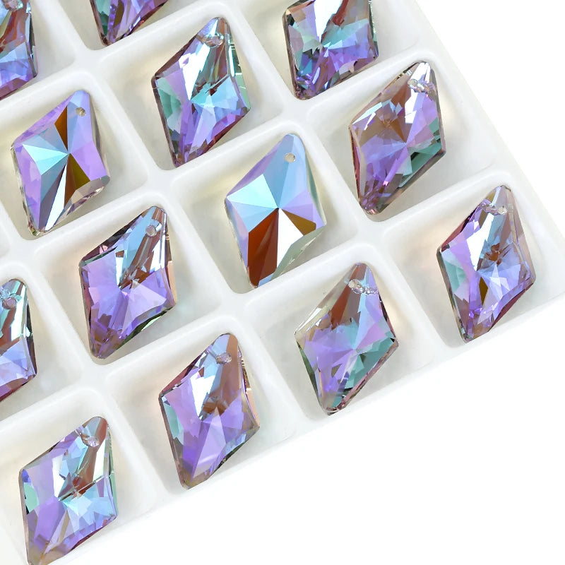 12Pcs Crystal 6320 Rhombus Pendant Glass Austria Loose Beads Charms Rhinestones for DIY Earring Necklace Jewelry Accessories Qme 001VL 12x19mm-12pcs
