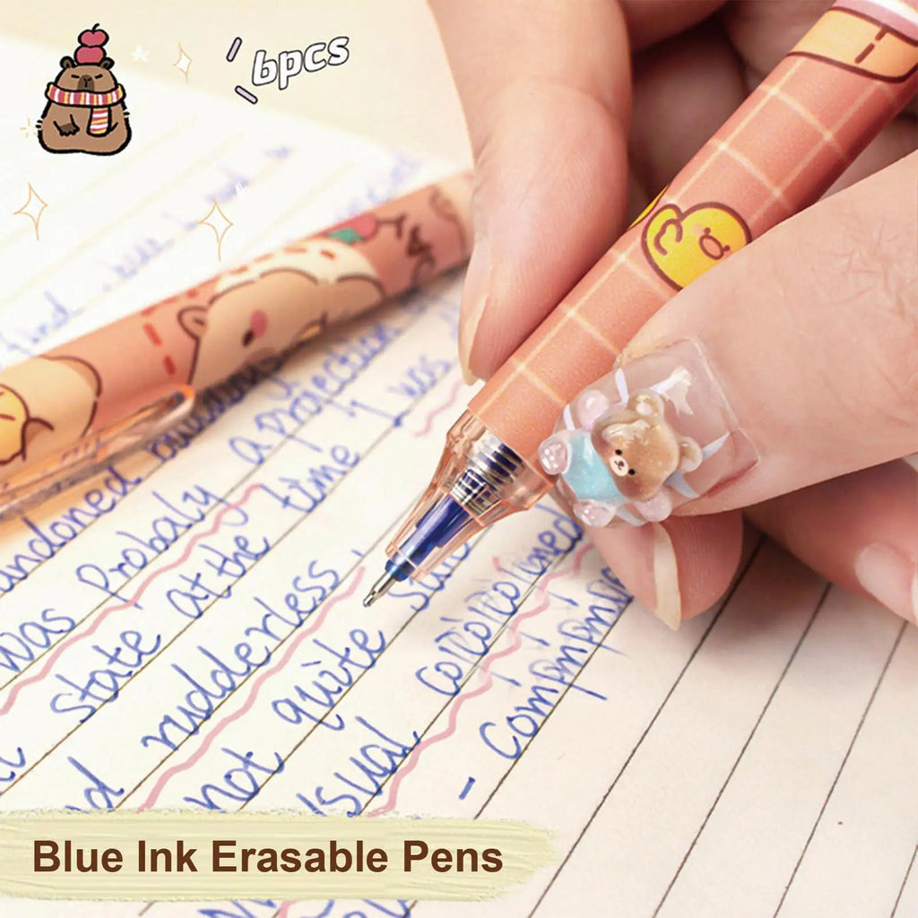 Erasable Gel Pens Cartoon Animal Pattern Retractable Pen Fine Point Qme