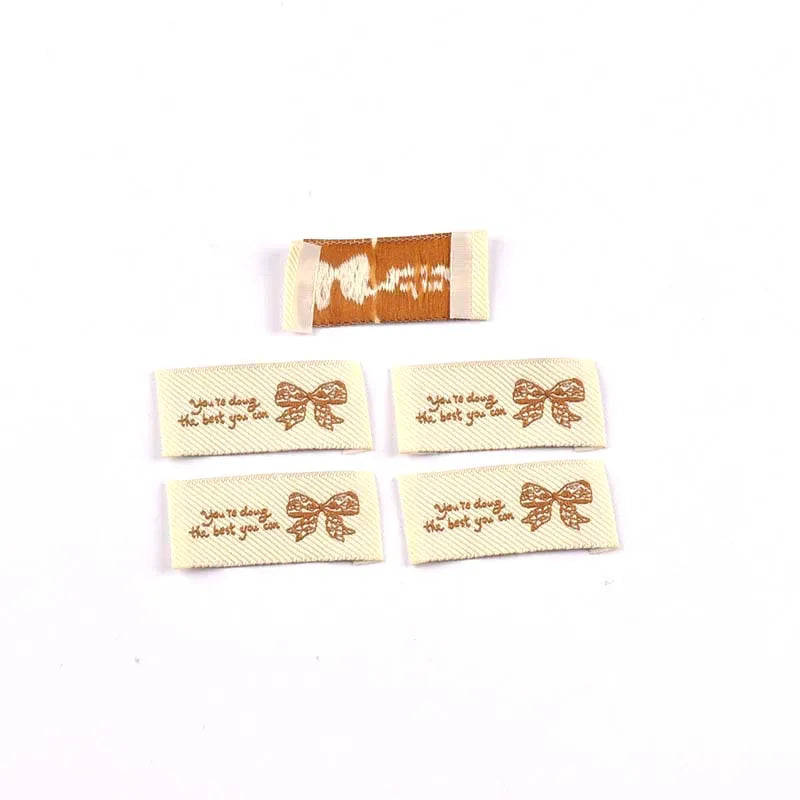 30pcs 44x20mm White/Black/Coffee Knitted Bow Label DIY Sewing Crafts Clothes for Headwear/Clothing/Shoes/Bags cp3841 Qme 44x20mm-4