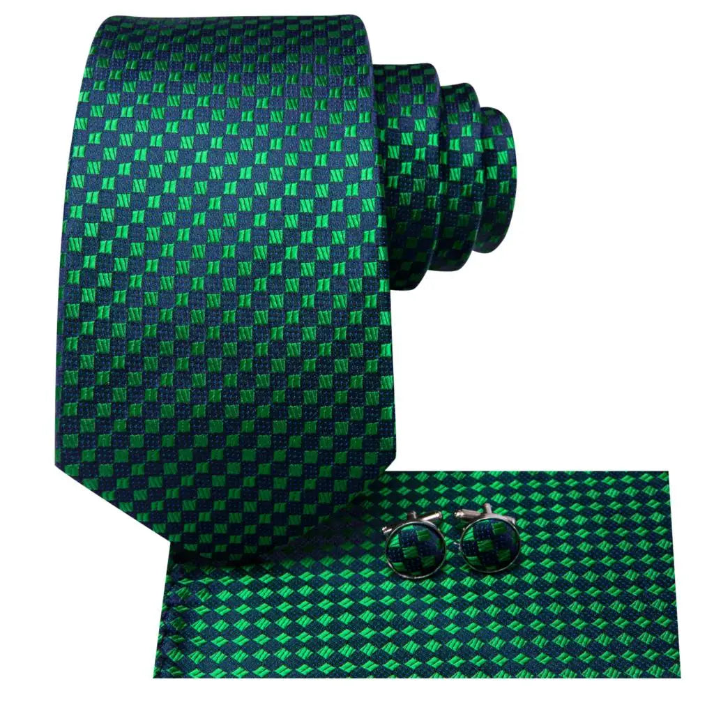 Dark Green Paisley Plaid Tie Men Groom Wedding Sage Mint Necktie Qme