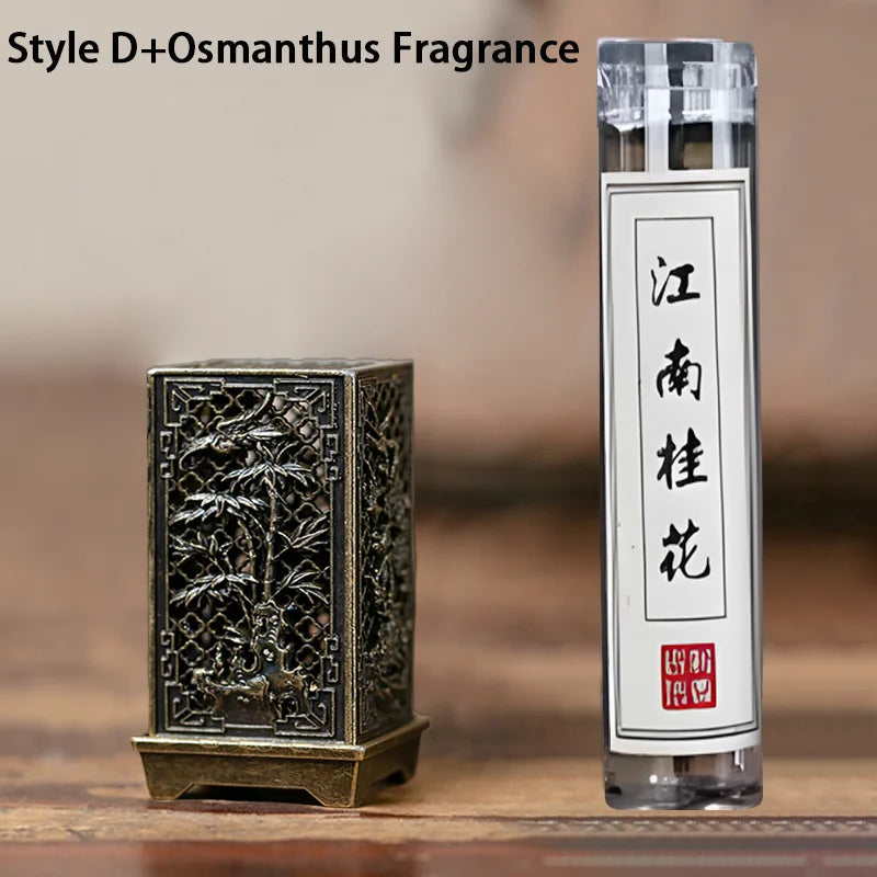 Vertical Incense Burners Alloy Hollow Incense Holder Stickless Powder Lasting Fragrance Incense Accessories Home Fragrance Decor Qme Set 4