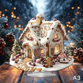 2D Flat Acrylic Christmas Desk Decor Base Snowman House Rotating Qme A3