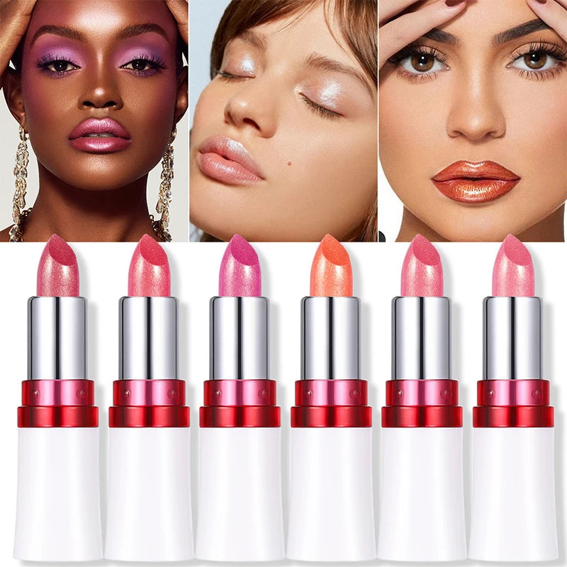 Shiny Pearlescent Lip Makeup Waterproof Last Flash Lipstick Qme