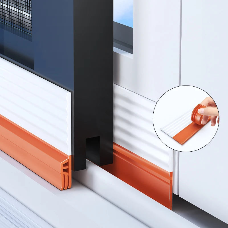 2/4M TPE Sliding Window Seal Strip Self Adhesive Triple Sound Insulation Windproof Anti-Cold Door Under Adjustable Weatherstrip Qme