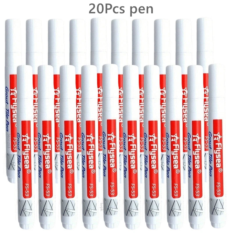 10/20Pcs Waterproof Grout Pen Tile Marker Wall Seam Pen for Tile Floor Bathroom Kitchen Decontamination Seam Repair Tools Qme 20Pcs White