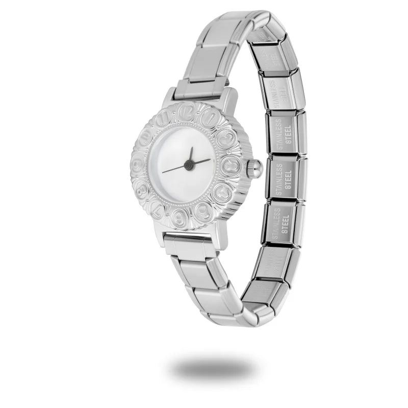 2026 Fashion Men Women's Stainless Steel Zircon Spinning Pearl Round Watch Head Bracelet Bangle for Friend Wife Birthday Jewelry Qme S 24