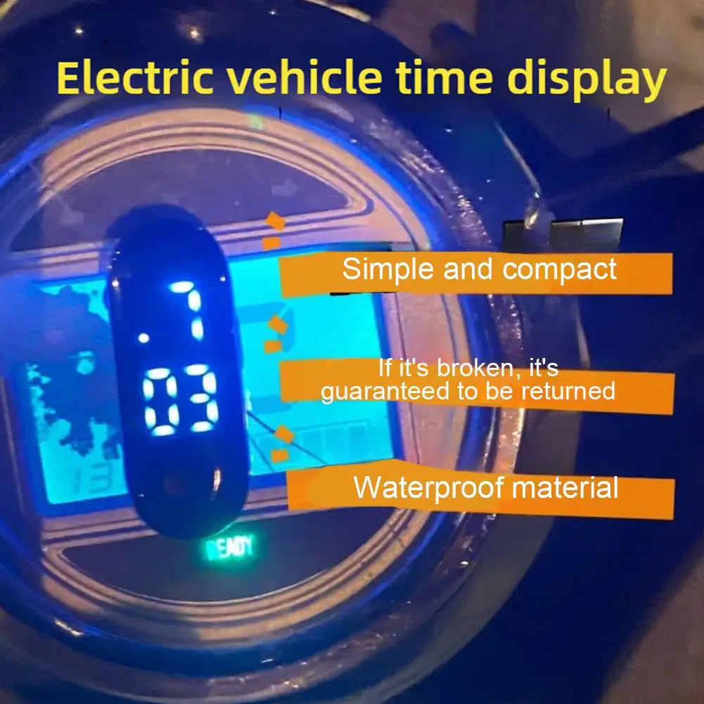 Motorcycle Electric Vehicle Onboard Time Display For Motorcycle Electric Scooter Waterproof Luminous Digital LED Portable Clock Qme