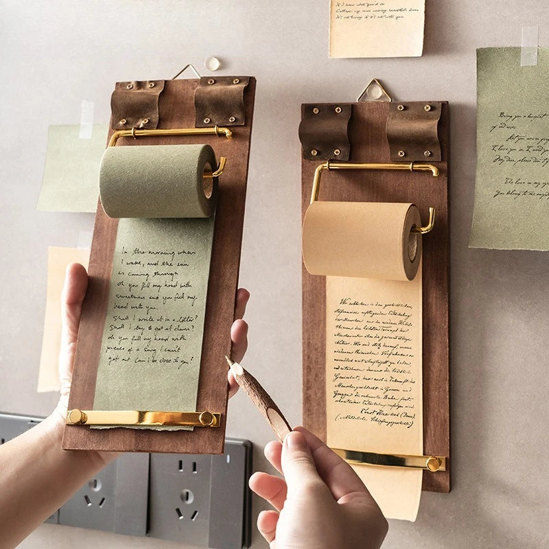 Retro Note Splint Can Be Hung Roll Paper Non-stick Wind Wood Board Qme