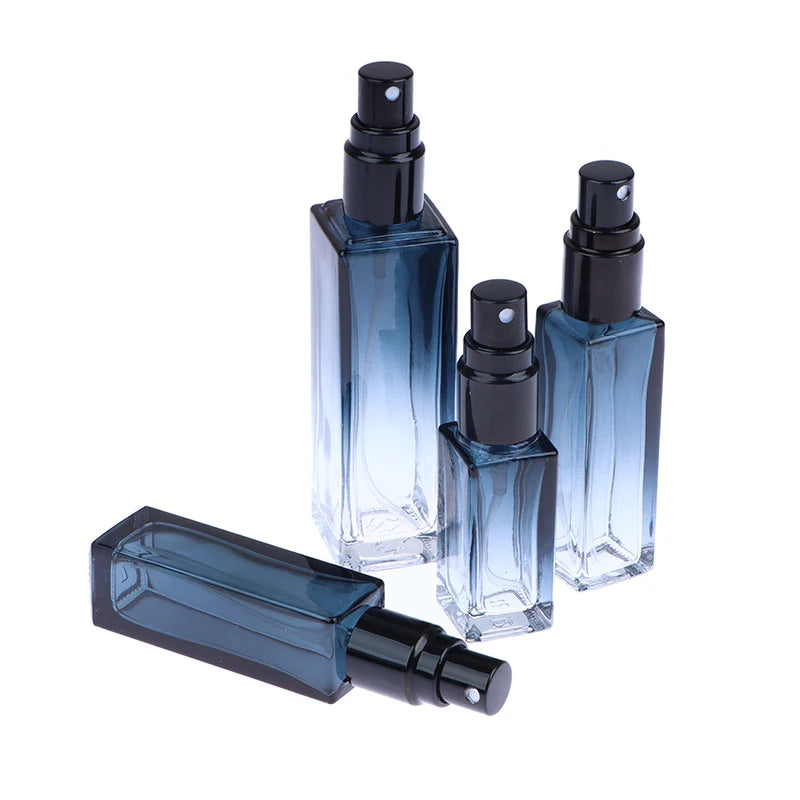 Gradient Blue Perfume Spray Bottle Empty Glass Atomizer Travel Qme