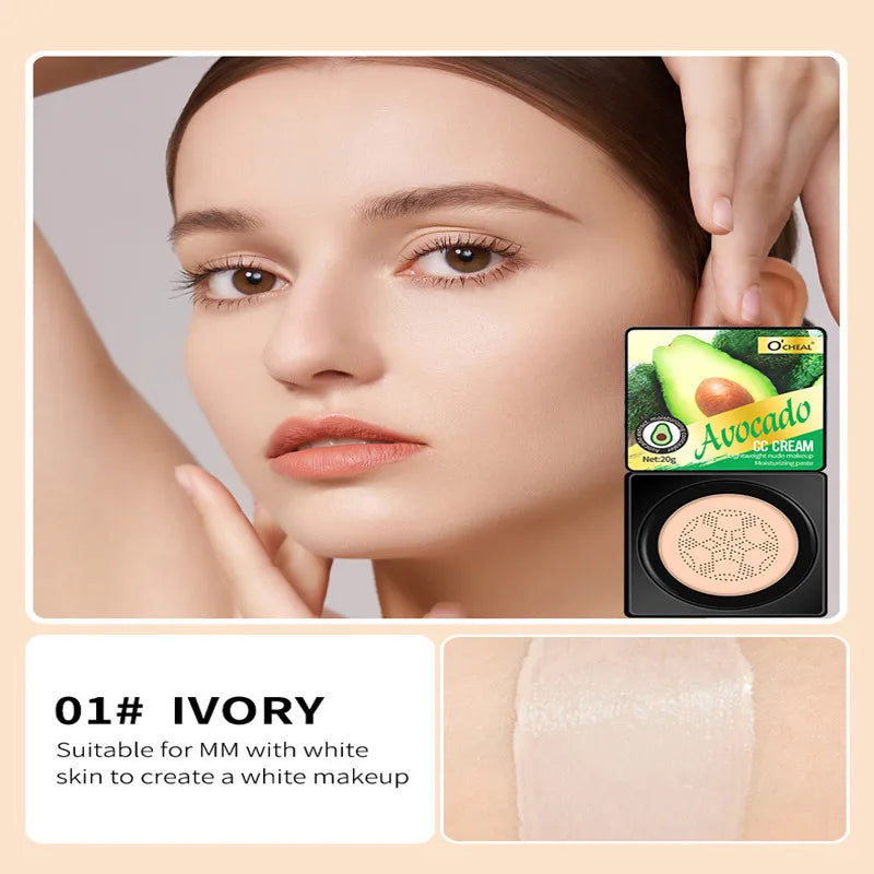 Air Cushion CC Cream Mushroom Head Puff Moisturizer Concealer Qme 01 Ivory