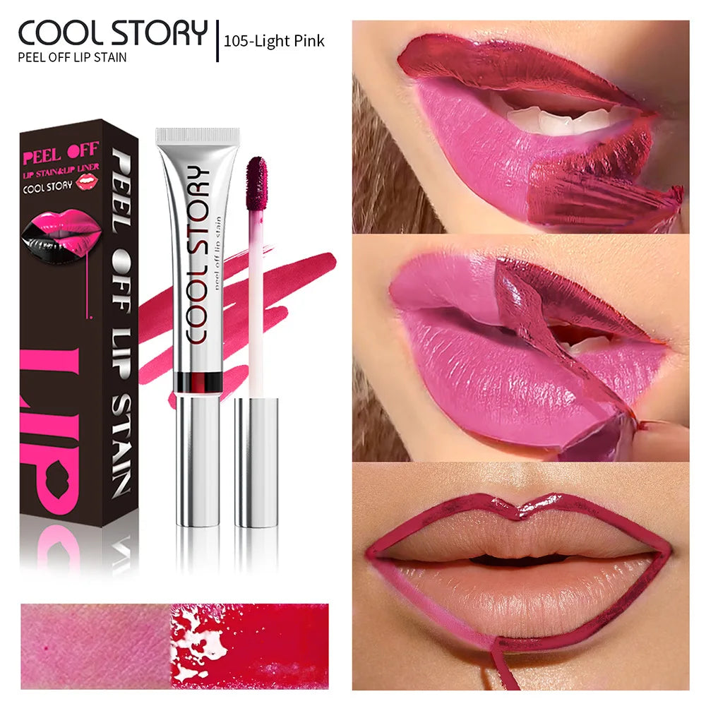 2 in 1 Lip Stain & Lipliner Matte Peel Off Lip Glaze Lipstick Quick Drying Lasting Non Stick Cup Lipliner Red Lip Gloss Makeup Qme 105